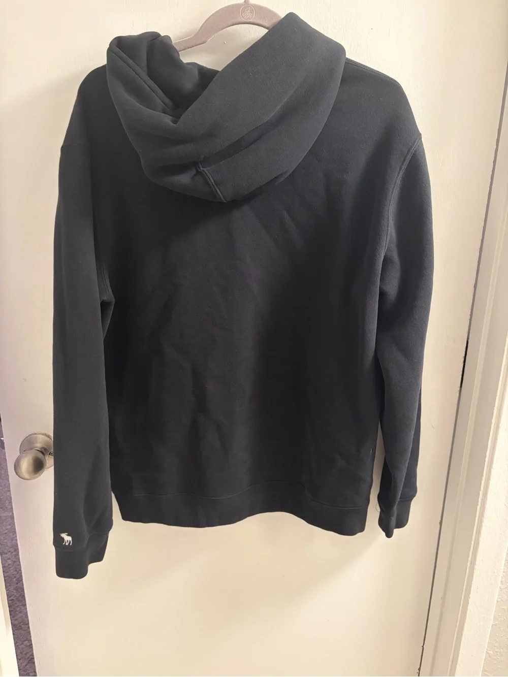 Abercrombie & Fitch Black Crewneck Hoodie with Cream Logo